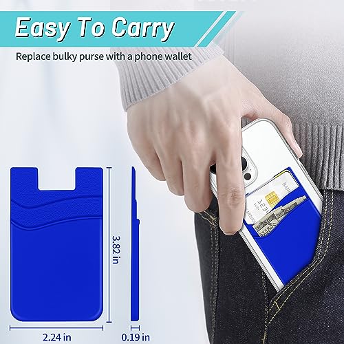 SHANSHUI Phone Card Holder, Phone Wallet Stick on Business Card Holder Pocket Compatible for iPhone 11 Pro and Most Smartphones - 5PCS - color: Dark-Blue+Black+White+Grey+Pink