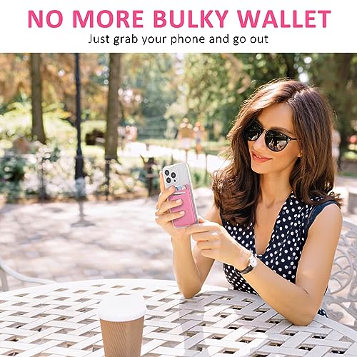 Fulgamo Phone Wallet Stick on,Card Holder for Phone Case,Phone Card Holder - color: Hot Pink,Purple,Nude