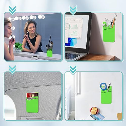 SHANSHUI Card Holder for Phone Case, Silicone Sticky Sleeve Pocket Stick on Business ID Credit Card Cell Phone Wallet Fitting for iPhone, Android & Most Smartphones, 5 PCS Grey White Yellow Green Pink - color: Yellow+Green+Black+White+Pink