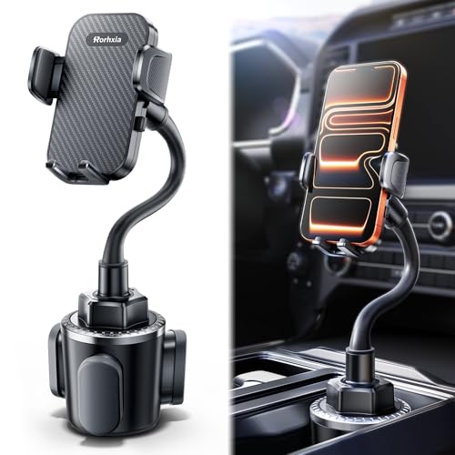 Rorhxia 13 inch Cup Holder Phone Holder, [Enjoy Convenience, Flexibility, Stability] Gooseneck Cup Phone Mount, Fit for All Phones, iPhone 17/16/15/14/13/12 Pro Max/Samsung S24/S23/S22