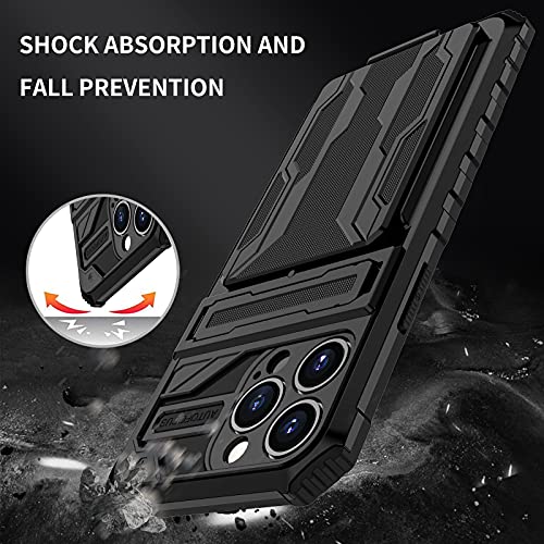 for iPhone 13 Pro Wallet Case with Card Holder, Black | Detachable Card Holder Cover, Built-in Kickstand, with Screen Protectors, Military Grade, Full Body Shockproof - size: for iPhone 13 Pro - 6.1''