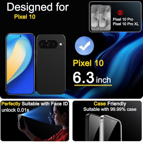 Ferilinso Privacy Screen Protector for Google Pixel 10, Tempered Glass - size: Google Pixel 10 6.3 inch