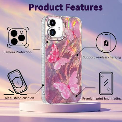 Compatible with iPhone 11 Case,with [Shockproof Protective][Camera Protection] Cute Butterfly Aesthetic Phone Cover Anti-Yellowing Soft Slim Cover for Women Girl-Pink - color: Pink Butterfly, size: iPhone 11