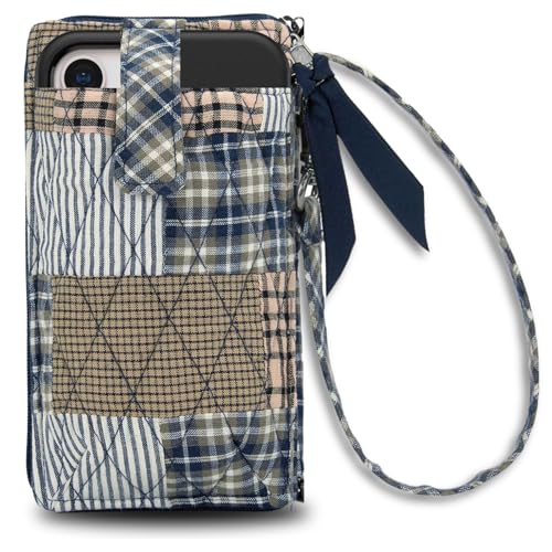 Bella Taylor Cell Phone Wristlet, Quilted Phone Wallet for Women | Lightweight, RFID blocking, phone pocket, built-in wallet, card organizer, coin pocket, secure zipper, quality construction - color: Farmhouse Blue