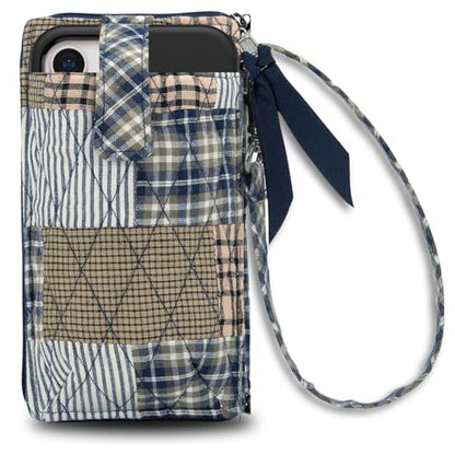 Bella Taylor Cell Phone Wristlet, Quilted Phone Wallet for Women | Lightweight, RFID blocking, phone pocket, built-in wallet, card organizer, coin pocket, secure zipper, quality construction - color: Farmhouse Blue