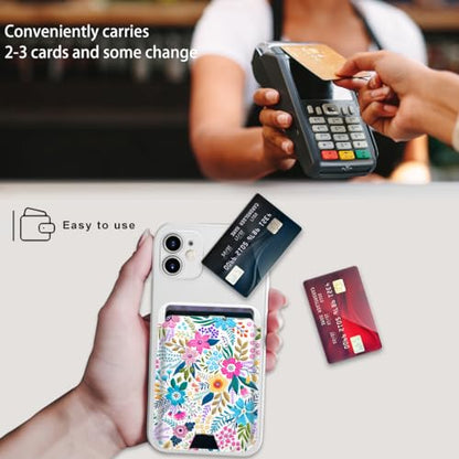 for MagSafe Wallet,Magnetic Card Holder for Phone Case - color: Blooming Flowers