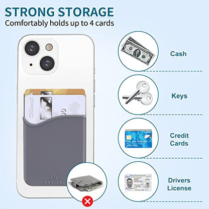 SHANSHUI Card Holder for Phone Case, 3 Pack Phone Wallet Stick on Silicone Credit Card Holder Pocket Pouch Compatible for iPhone, Android & Most Smartphones - color: Black, Whie, Grey