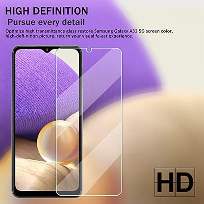 Galaxy A32 5G HD Clear Tempered Glass Screen Protector, [2 Pack] [3D Glass] [Bubble-Free] [Anti-Glare] Screen Protector Glass For Samsung Galaxy A32 5G - size: Galaxy A32