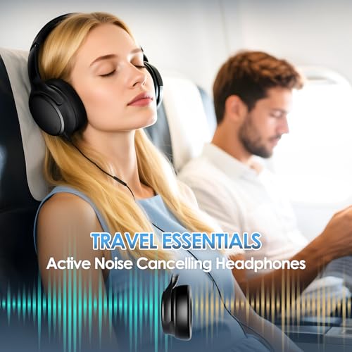 USB C Wired Headphones Active Noise Canceling Headphone Over Ear-Black - color: Black