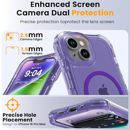 WRJ Magnetic Clear for iPhone 13 Case,iPhone 14 Case,[Compatible with MagSafe][Military Grade Drop Protection] Transparent Full Body Shockproof Protective Phone Case-Violet - color: Violet, style: Transparent