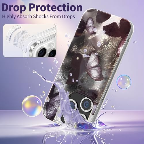Compatible with iPhone 12 Pro Max Case,with [Shockproof Protective][Camera Protection] Cute Butterfly Aesthetic Phone Cover Anti-Yellowing Soft Slim Cover for Women Girl-Black - color: Black Butterfly, size: iPhone 12 Pro Max