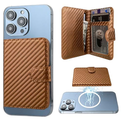 Bocasal for MagSafe Card Wallet for iPhone, Carbon Fiber Brown - color: Carbon Fiber Brown