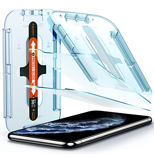 Spigen Tempered Glass Screen Protector [GlasTR EZ FIT] designed for iPhone 11 Pro/iPhone Xs/iPhone X [5.8 inch] [Case Friendly] - 2 Pack | 9H Hardness Tempered Glass, Easy Installation Kit, Case-Friendly, Crystal Clear, Touch Responsive, Oleophobic Coatin