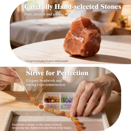 SURPHY Natural Stone Phone Charm, Beaded Phone Wrist Strap with Tether Tab - color: Aventurine Amber