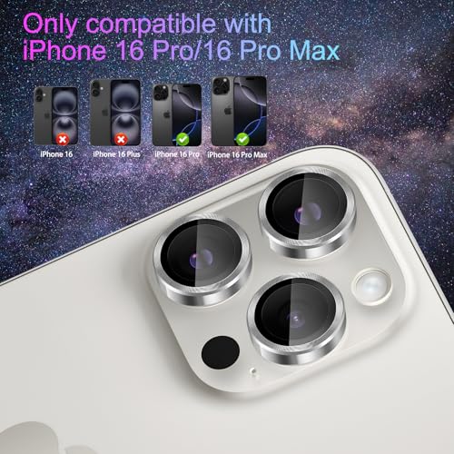 Camera Lens Protector for iPhone 16 Pro/16 Pro Max, Silver - color: Silver