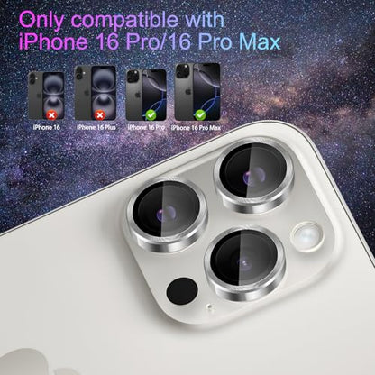 Camera Lens Protector for iPhone 16 Pro/16 Pro Max, Silver - color: Silver