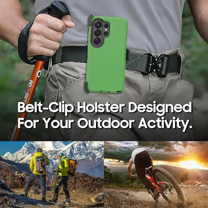 Compatible for Samsung Galaxy S26 Plus Case, Military Grade Drop Protection Rugged Shockproof Cover with Built-in Screen Protector, Belt Clip Holster Full-Body Case (Green) - color: Green