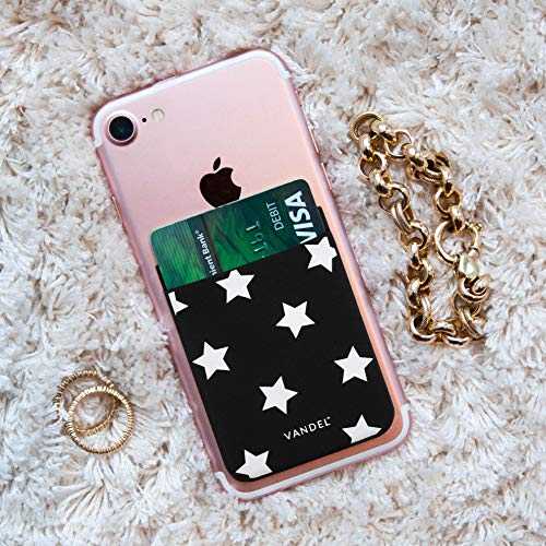 VANDEL Stick-On Fabric Phone Wallet for Women, Cute Credit Card Holder | Stylish Credit Card Holder for Phone Case, Stick On Back of Phone Fabric Sleeve for iPhone Pocket - color: Star Print