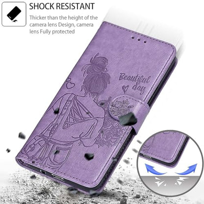 Wallet Case for Samsung Galaxy A16 5G, Purple Girl | Women Flip Folio Cover, Embossed PU Leather, Stand, Credit Card Holders Slots, Wrist Strap - color: 10