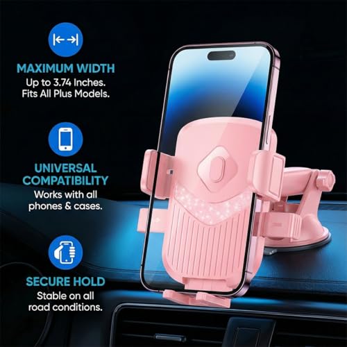 Car Phone Holder 360 Rotation Adjustable Smartphone Mount Pink - color: Pink
