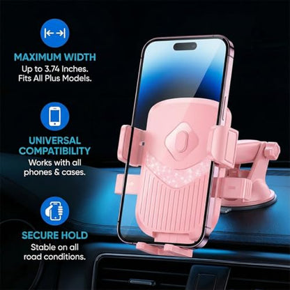 360-Degree Phone Mount for Dash Windshield or Vent, Pink - color: Pink