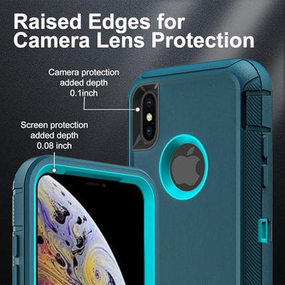 YmhxcY for iPhone XR Case Shockproof Dropproof Dust-Proof Drop Proof 3-Layer Durable Phone Case Heavy Duty Protection Phone Case Cover for Apple iPhone XR 6.1“ Blue and Turquoise - color: SF-Blue / Turquoise