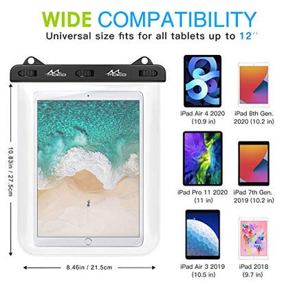 MoKo Waterproof Tablet Case, Tablet Pouch Dry Bag, Up to 12 in, Black | Compatible with iPad 10th, iPad 9/9.7/10.2, iPad mini 6/5/4/3, iPad Air 5/4, Air 3 10.5, iPad Pro 11 2022, Galaxy Tab S6/S7 - color: Clear with hand strap