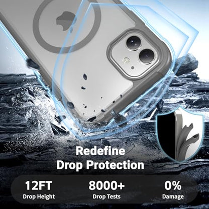 jaroco Magnetic for iPhone 11 Case Heavy Duty Protection Gray | Compatible with MagSafe,Military Grade Drop Protection,Translucent Matte,Non-Slip,Shockproof 2-Layer Durable Bumper Case - color: Gray, size: iPhone 11