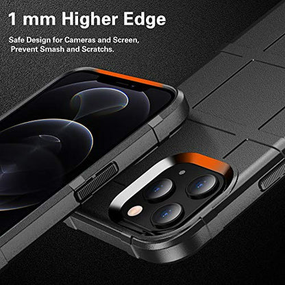 Rugged Shield TPU Thick Solid Armor Tactical Protective Case Compatible with iPhone 12 Pro Max (6.7 inches) - Dark Black - color: Dark Black, size: iPhone 12 Pro Max