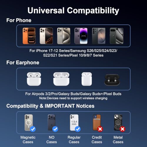 25W Magnetic Wireless Charger Pad for Samsung Galaxy S26 Ultra S26 FE S25 - color: Black