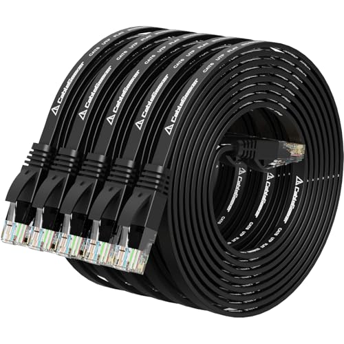 CableGeeker Cat 6 Flat Ethernet Cable 7ft 5Pack, 10Gbps, Black - color: Black-Flat, size: 7ft