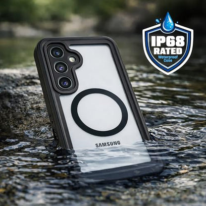 Encased Waterproof Case for Samsung Galaxy S26 with Belt Clip - Full Body Protective Cover with Built-in Screen Protector & Holster (Clear/Black) - size: S26