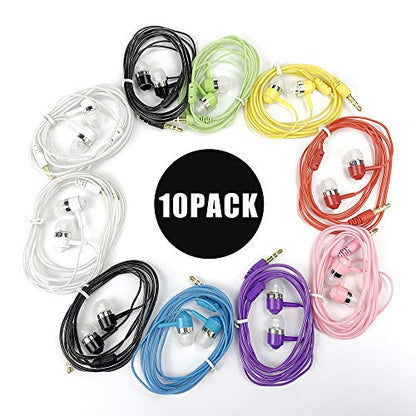 10 Packs 3.5mm Wired Earbuds Bulk in Ear, Mix Color Headphones