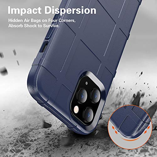 Rugged Shield TPU Thick Solid Armor Tactical Protective Case Compatible with iPhone 12 Pro Max (6.7 inches) - Navy Blue - color: Navy Blue, size: iPhone 12 Pro Max