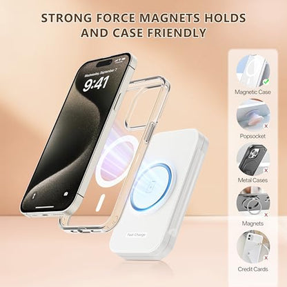 2026 Traveling Portable Wireless Mag-Safe Fast Charging Station - color: White