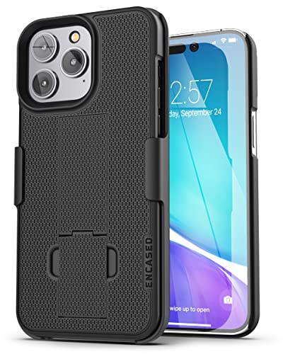 Encased DuraClip Holster Designed for iPhone 14 Pro Max Case with Belt Clip and Kickstand (Matte Black) (iPhone 14 Pro Max) - size: iPhone 14 Pro Max