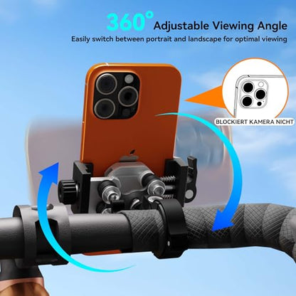 Motorcycle Bike Phone Holder with Vibration Dampener, Aluminum Alloy