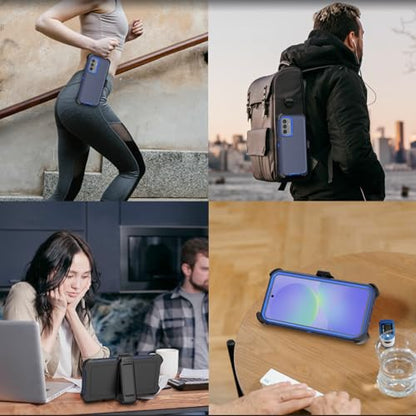 Compatible with Samsung Galaxy A37 Case, with Belt Clip Holster Heavy Duty Rugged Shockproof Full Body Protection Kickstand Cover for Samsung Galaxy A37 Phone (Blue) - color: Blue