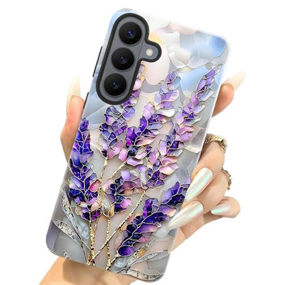 Case for Samsung Galaxy S26,Camera Protection Soft Glossy Phone Case - Lavender Flower Purple Stained Glass - color: Lavender Flower Purple Stained Glass, size: Samsung Galaxy S26