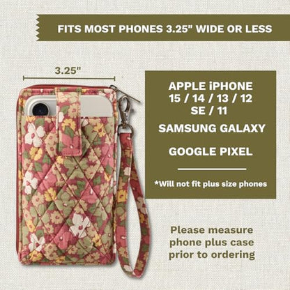 Bella Taylor Cell Phone Wristlet, Quilted Phone Wallet for Women | Lightweight, RFID blocking, phone pocket, built-in wallet, card organizer, coin pocket, secure zipper, quality construction - color: Autumn Garden
