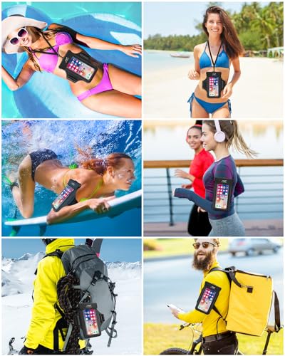 2-in-1 Underwater Waterproof Phone Pouch &Phone Armband for Phones up to 6.7", IPX8 Floating Water Proof Phone Case with Detachable Strap, Dry Bags Waterproof, Beach Vacation Essentials