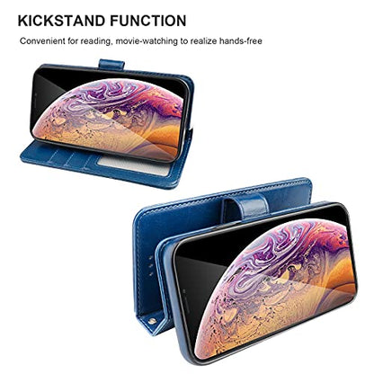 Bocasal Detachable Wallet Case Card Holder for iPhone Xs Max, Blue - color: Blue