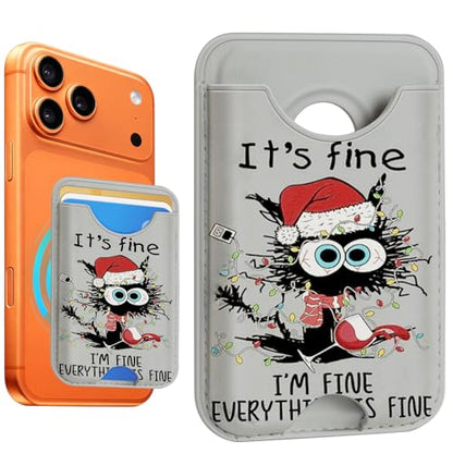 Compatible with Magsafe Wallet Magnetic Card Holder - Grey Funny Skull Phone Wallets for Women Teen Girls Cute for iPhone 17/16/15/14/13/12 Series Slim for Apple Mag RFID Magnet,Fit 3 Cards - color: Grey Funny Skull