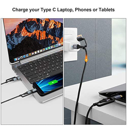 4 in 1 USB A +USB C to USBC + Micro B Multiple Charging Cable 6.6FT