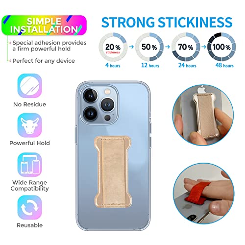 Phone Grip Holder for Hand, Universal Finger Strap Phone Holder, Finger Selfie Grip Compatible with Most Smartphones (Gold) - 2Pack - color: Gold
