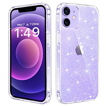 JJGoo Crystal Glitter Designed for iPhone 12 Case/for iPhone 12 Pro Case for Women, Sparkle Bling Shockproof Protective Thin Slim Case (6.1”) 2020, Clear Glitter - color: Bling