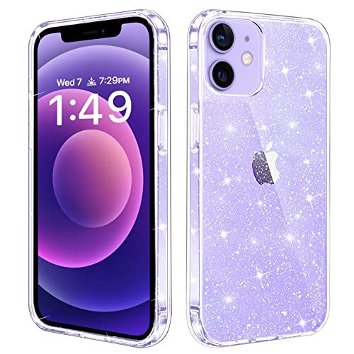 JJGoo Crystal Glitter Designed for iPhone 12 Case/for iPhone 12 Pro Case for Women, Sparkle Bling Shockproof Protective Thin Slim Case (6.1”) 2020, Clear Glitter - color: Bling