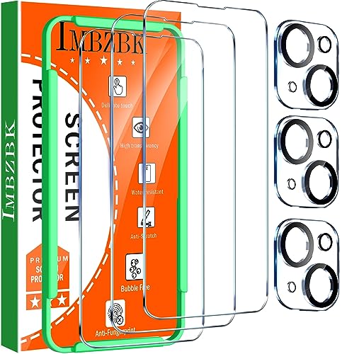 IMBZBK Screen Protector for iPhone 14, Tempered Glass, 3+3 Pack - color: 14-Transparent