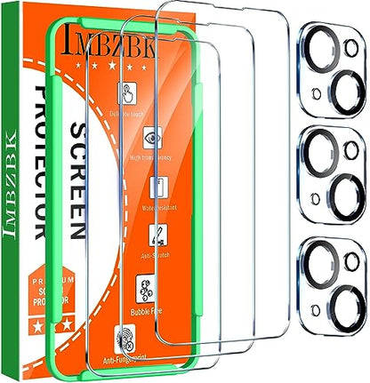 IMBZBK Screen Protector for iPhone 14, Tempered Glass, 3+3 Pack - color: 14-Transparent