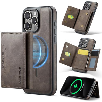 K2 2 in 1 Detachable Magnetic Phone Cases Compatible with iPhone 16 Pro Max Case with Card Holder RFID Blocking, Compatible with Magsafe Wallet, Leather 6.9'' (Coffee, iPhone 15 Pro Max) - color: Coffee, size: iPhone 15 Pro Max